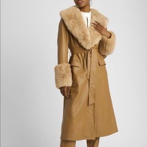Saks Potts Dupe/Fur Collar & Faux Leather Coat